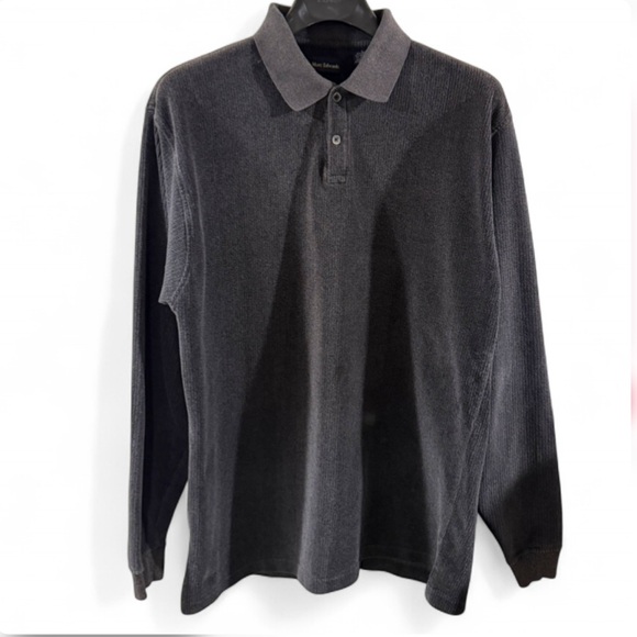 Marc Edwards Other - VTG Men's Gray Velvet-Like Ribbed Polo Shirt Size Large